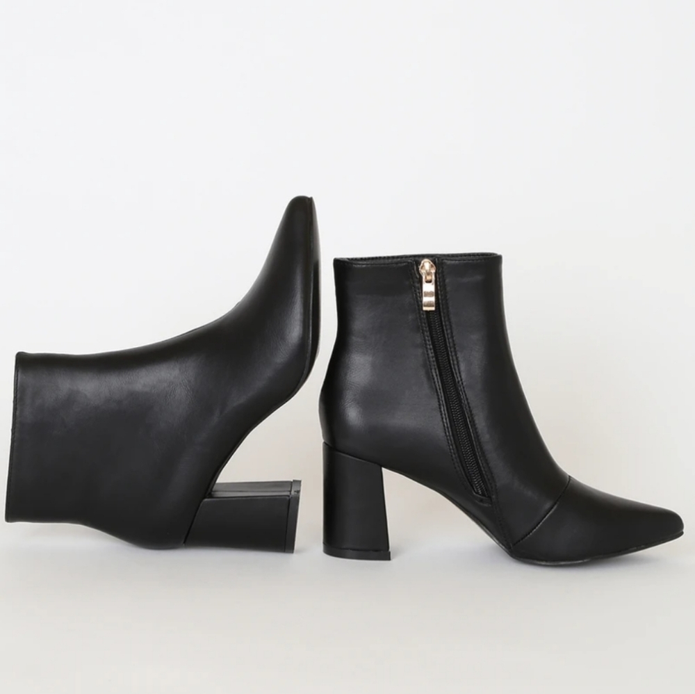 Lulu's Sarai vegan Pointed-toe Ankle Booties - black